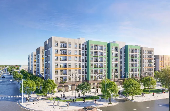 Phối cảnh dự &aacute;n nh&agrave; ở x&atilde; hội Happy Home Tr&agrave;ng C&aacute;t, Hải Ph&ograve;ng. Ảnh: CĐT
