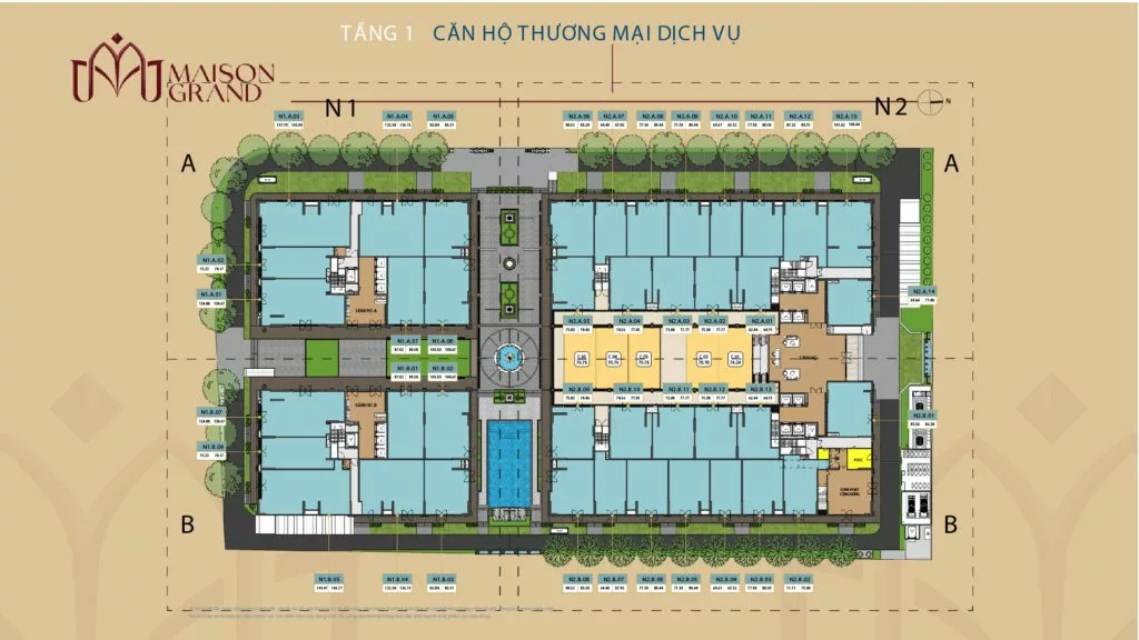 Mặt bằng tầng 1 Shophouse