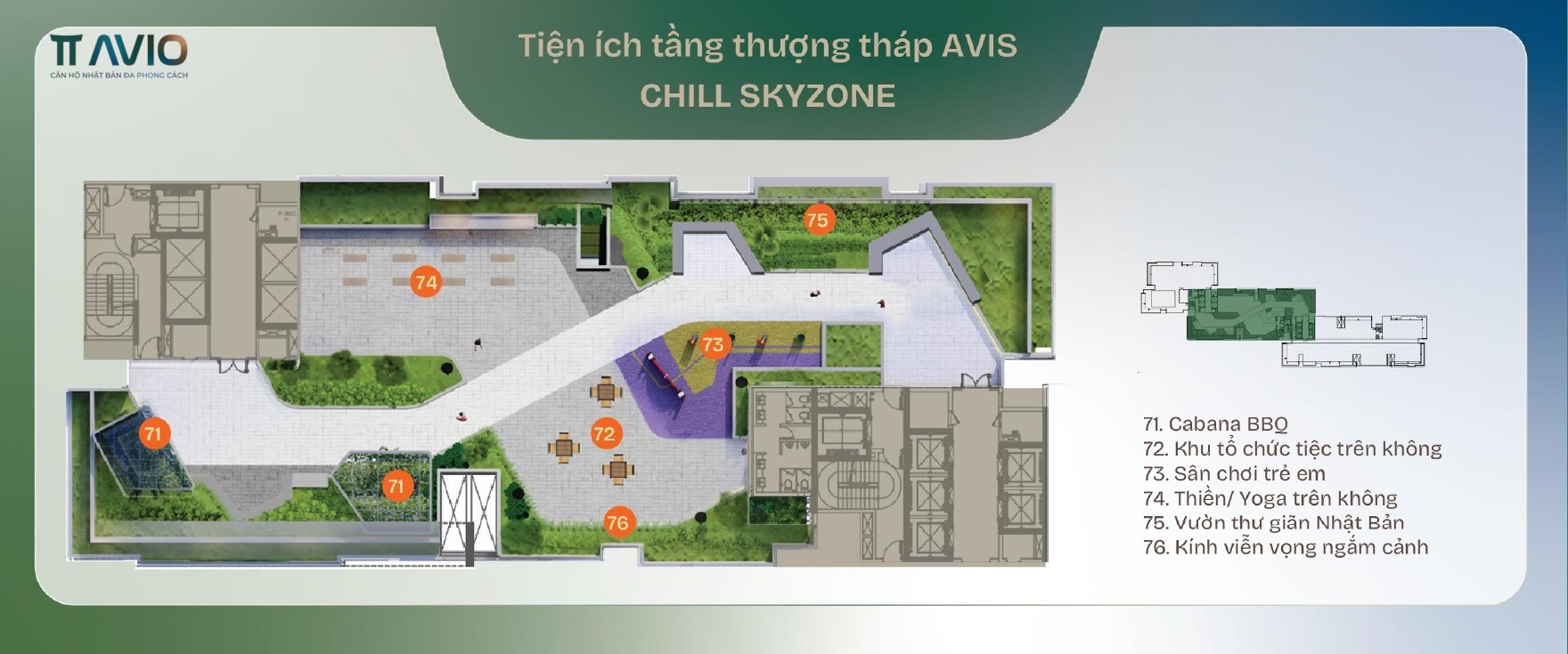 Mặt bằng tầng sân thượng của tt avio