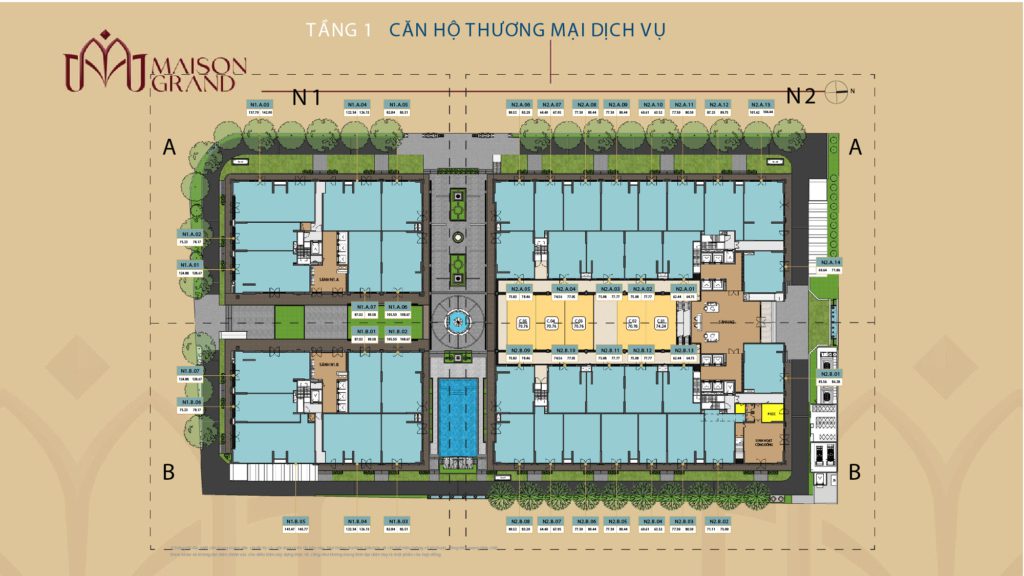 Mặt bằng tầng 1 Shophouse