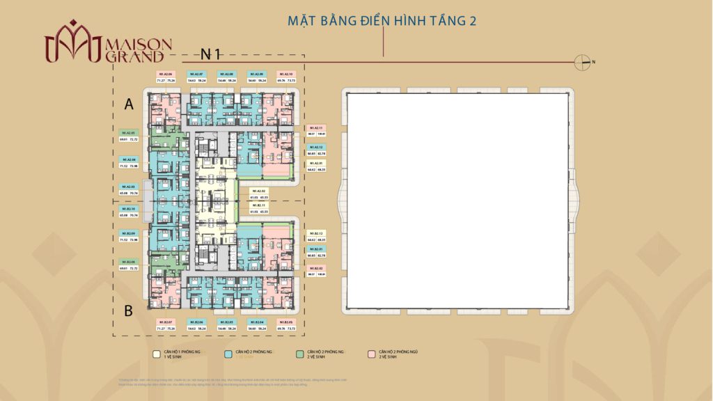 Mặt bằng tầng 2 Block N1