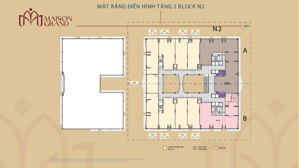 Mặt bằng tầng 2 Block N2
